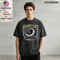 T-shirt en coton délavé surdimensionné avec imprimé citation « Hurricane » sur le thème des catastrophes, style streetwear rétro décontracté, vente en gros depuis l'entrepôt américain