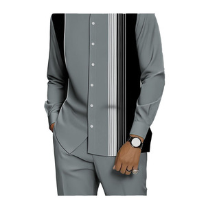 Completo Sportivo da <span class=keywords><strong>Uomo</strong></span> 2025 di Alta Qualità, Stile Casual Autunnale, in Maglia 100% Poliestere, T-Shirt e Pantaloni a Righe a Maniche Lunghe per Attività all'Aperto - Product Image 5