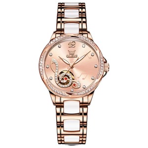 Custom Logo Luxury <b>Skeleton</b> Stainless Steel <b>Automatic</b> Mechanical <b>Watch</b> for Women - Product Image 2