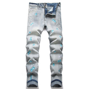 Fuente transfronteriza de Europa y América 2025 Nueva moda Pantalones casuales de mezclilla Pantalones <span class=keywords><strong>vaqueros</strong></span> de hip-hop de pierna recta - Product Image 5