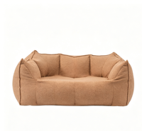 Canapé-lit paresseux tendance en tissu peluche Teddy style crème, avec éponge hautement élastique amovible et lavable, pour salon et balcon