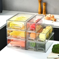 Boîte de rangement transparente en PET pour réfrigérateur, tiroir organisateur empilable, conteneur de rangement de cuisine, bac de conservation alimentaire, boîte organisatrice pour réfrigérateur