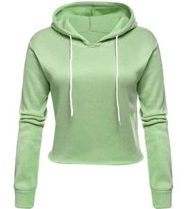 เสื้อฮู้ดสวมหัวคอตตอนฟลีซ100% ของผู้หญิงเสื้อครอปแบบถักเย็บปักแบบกำหนดเองได้ป้องกันการหดตัว - Product Image 2