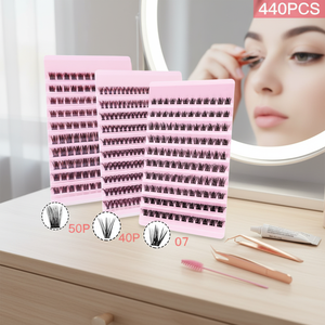 Asiteo 500 pz extension ciglia individuali da te grappoli sottili naturali 07-40pc-50pc combinazioni di ciglia arricciate per perfetto - Product Image 5