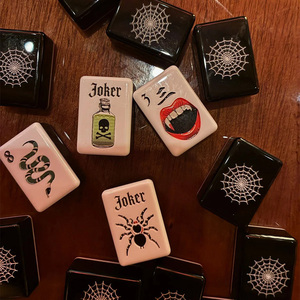 Juego de Mesa de Casino, Moderno y Lujoso, con Temática de Halloween, Fichas de Mahjong Negras para Fiestas - Product Image 4