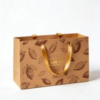 Sacs en papier brun de haute qualité avec logo personnalisé, gaufrage or, sacs en carton pour boutique de chocolat, emballage de luxe pour la vente au détail