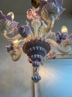 Lustre suspendu en verre et céramique artisanal rose Murano de luxe, élégant, pour hôtel, maison, salon