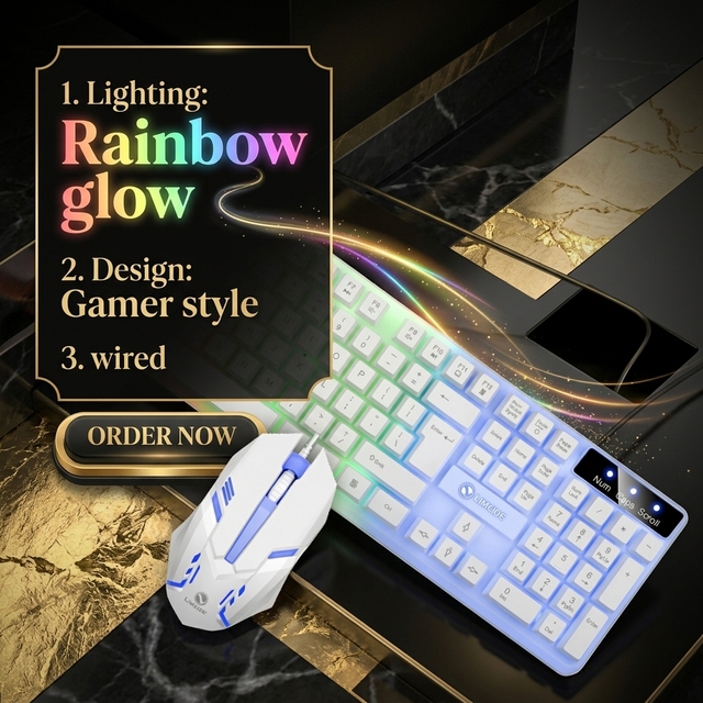 Hot Sale Wired Gaming Blacklight Keyboard Mouse Set Combo with Mechanical Feeling Blacklight for Pc Blacklight Gaming Keyboard