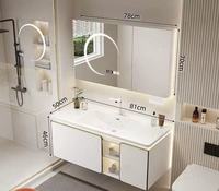 Meuble sous lavabo avec miroir LED intelligent Combinaison de plaques de roche pour lavabo au sol en verre pour armoire pour salle de bain