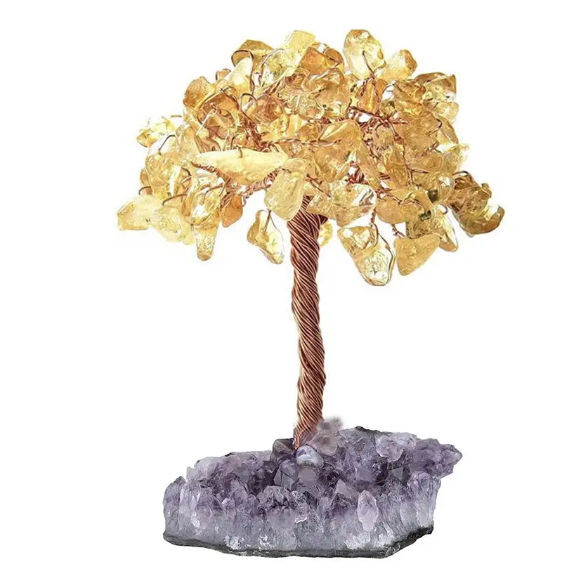 Pedra preciosa de cristal natural, árvore de adivinhação de natal, pedra de cristal personalizada para decoração e presente