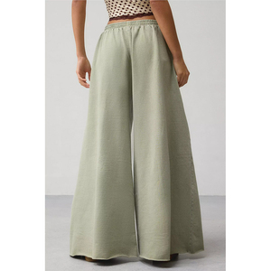 <span class=keywords><strong>Pantaloni</strong></span> Palazzo Casual da <span class=keywords><strong>Donna</strong></span> con Logo Personalizzato, Stile Y2K Estremo, Gamba Larga, in <span class=keywords><strong>Misto</strong></span> <span class=keywords><strong>Lino</strong></span>, Vita Alta Elastica - Product Image 4