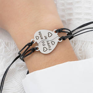 กำไลข้อมือสแตนเลสเพื่อมิตรภาพ BFF 2ชิ้น/เซ็ตเพื่อนที่ดีที่สุดกำไลข้อมือหัวใจกำไลข้อมือผู้หญิงโชคดีปรารถนาเครื่องประดับ - Product Image 4