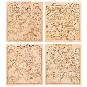 ตัวต่อไม้ธรรมชาติสำหรับเด็ก 4 ธีม รูปสัตว์การ์ตูนน่ารัก ตัวต่อจิ๊กซอว์ไม้รูปไดโนเสาร์ - Product Image 6