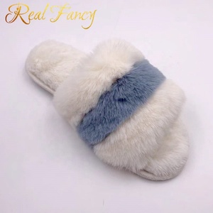 Ultimo Disegno della Pelliccia Del Faux Open Toe Bianco Dell'interno di Inverno delle Donne di Casa Pantofole - Product Image 4