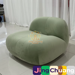 เก้าอี้เลานจ์สไตล์จิงชวงห้องนั่งเล่นห้องนอนระเบียงร้านเสริมสวยผ้าเรียบง่ายโครงไม้เนื้อแข็ง - Product Image 1