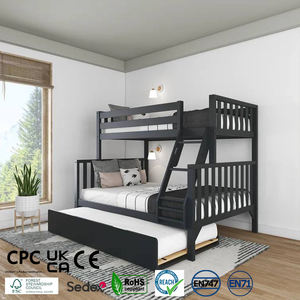 Gemello di legno solido sopra il letto completo con lo stelo per i bambini per il salone o l'appartamento dell'hotel della scuola della camera da letto - Product Image 2