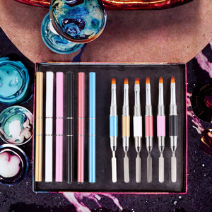 Double-Ended Nail <b>Brush</b> Pen 2-in-1 Kolinsky Hair 6 Colors Plastic Handle Painting Drawing Liner Tool for Acrylic UV Gel Nails - Product Image 3