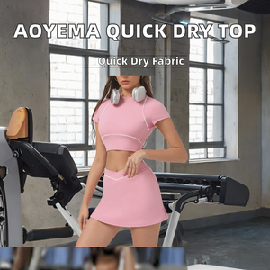 Aoyema New Design Breathable Quick Dry Four-Way <b>Stretch</b> Skinny Fit <b>Women's</b> Summer Running Training Fitness <b>T</b>-<b>Shirt</b> Color - Product Image 2