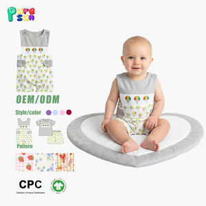 Vêtements pour bébé personnalisés, mignons, à motif <span class=keywords><strong>montgolfière</strong></span>, smockés, 100% coton biologique respirant, printemps-été, manches bouffantes, pour filles - Product Image 4
