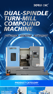 Torno CNC de Bancada Inclinada BORUI BR570DSY CE con Doble Husillo y Torreta Motorizada para Mecanizado de Piezas Complejas - Product Image 1