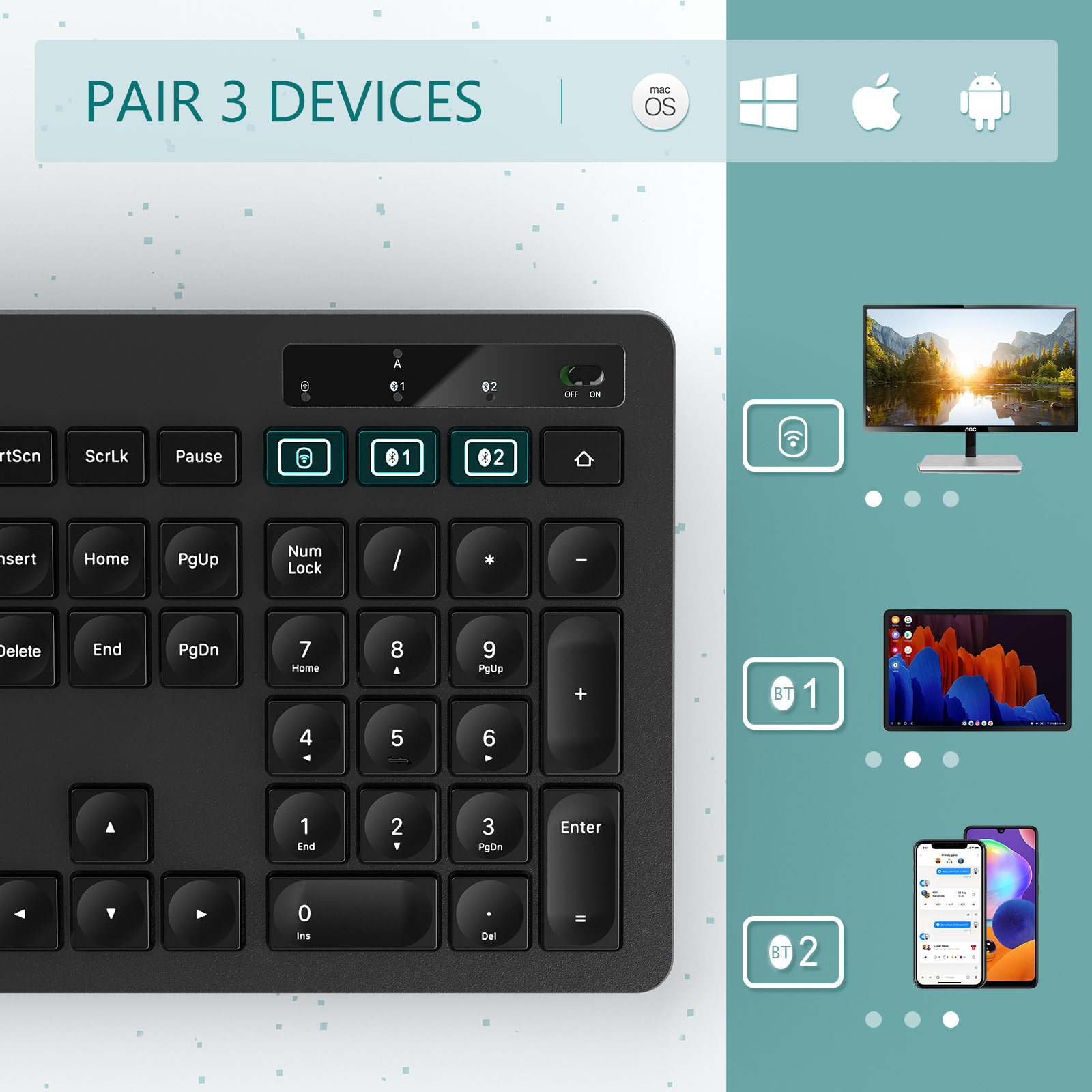 Клавиатуры Seenda с держателем для телефона для Windows Mac Chrome OS, компьютера iPad iPhone Smart TV BT, беспроводная клавиатура
