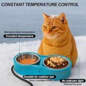 Tigelas para Animais de Estimação 2 em 1 Montadas na Parede, Ecológicas, Automáticas, em Aço Inoxidável, Dupla, Resistentes ao Calor/Frigor, Laváveis na Máquina de Lavar Louça, para o Inverno - Product Image 2