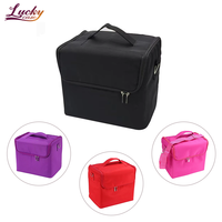 Étui à maquillage de luxe personnalisé, sac à outils professionnel portable pour les artistes en maquillage et en manucure, sac à cosmétiques portable avec plateau.