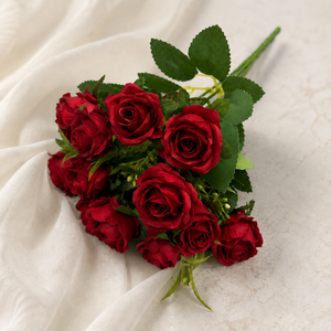 Ramo de Flores Artificiales de Fábrica, 10 Cabezas de Flores Pequeñas de Seda con Hoja de Eucalipto, Rosa Blanca, Decoración para el Hogar, Oficina, Boda - Product Image 3