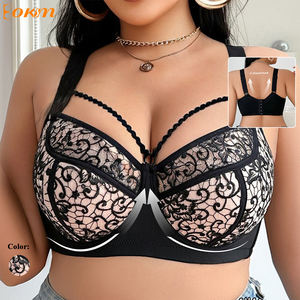 حمالة صدر مبطنة رفيعة للغاية مقاس كبير حمالة صدر فريدة من الدانتيل وحزام أمامي رفيع ملابس داخلية خفيفة الوزن - Product Image 1