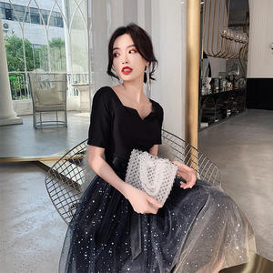 Nouvelle robe de bal de fin d'année pour femme, tenue de fête à épaules dénudées, couleur bordeaux/noir, Bling Bling dégradé, <span class=keywords><strong>2019</strong></span> - Product Image 3