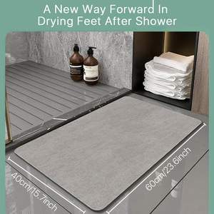 Custom Microfiber Non-Slip Eco-Friendly Solid Minimalist Toilet <b>Bath</b> Rug <b>Set</b> Water Absorbent Bathroom Mat Machine Made - Product Image 2