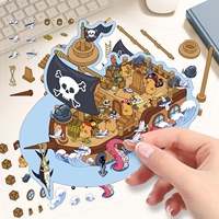 Autocollants PET isométriques pour scène de boutique, mini-découpes de décorations pour journal, artisanat et décoration, thèmes boulangerie, bateau pirate, maison végétale