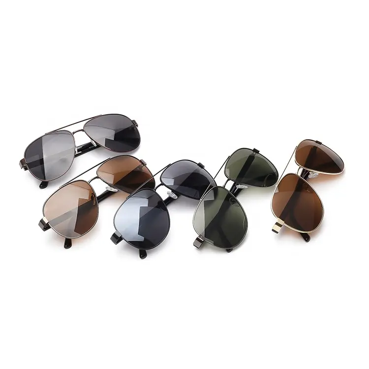 High Quality HD Polarized Sun Glasses Custom Lunettes Soleil Women Men Designer Pilot Metal Sunglasses TAC Designer Eyeglasses