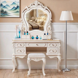 European-style <strong>Dressing</strong> <strong>Table</strong> 2025 Master Bedroom Vanity <strong>Table</strong> Instagram Solid Wood <strong>Princess</strong> Style Luxurious for Wedding - Product Image 2
