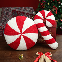Peluche de Noël en forme de sucette canne à sucre, coussin rond doux et rembourré, ornement, cadeau de fêtes, transfrontalier