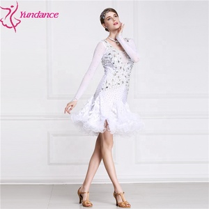 Vestido de Baile Latino Personalizado L-1589 con Encaje Blanco y Lentejuelas para Niñas - Product Image 5