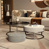 Salon nordique Table basse en marbre maison Table centrale circulaire jambe en métal appartement Villa meubles de bureau