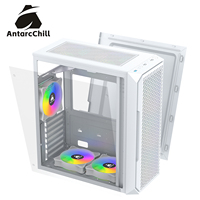 AntarcChill White Mid Tower MicroATX Gaming Case with Tempered Glass Side Panel Front Mesh USB3.0 High Airflow OEM Custom
