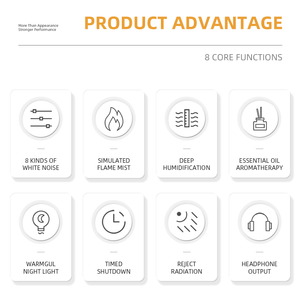 Difusor de Aromas Eléctrico con 8 Tipos de Sonidos Blancos para Dormir, Sonidos de la Naturaleza, Humidificador de Aire, Difusor de Aromas Inteligente con Efecto de Llama - Product Image 6