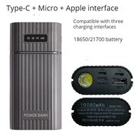 Boîtier de batterie Li-Polymère DIY avec 2 ports de sortie USB, coque en plastique ABS, écran LCD, interfaces Micro/USB/Type-C