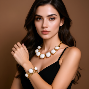 Stainless Steel Gold Plated <b>Bracelet</b> With <b>White</b> Stones For Women Fashion Jewelry - Product Image 3