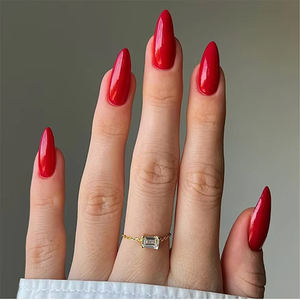 Miss Bloom Wearing Armour Forma de almendra Plástico Color sólido Extraíble Cubierta completa de larga duración Piezas de Arte de uñas de estilo francés - Product Image 1