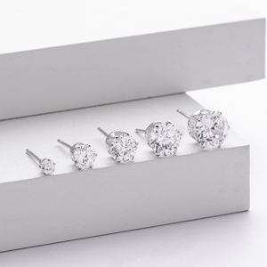 Vintage Style 925 Sterling <b>Silver</b> <b>Stud</b> Earrings with Round 5A Cubic Zircon for Women-Wedding Engagement Anniversary Party Gift - Product Image 6