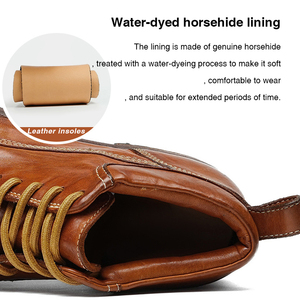 OEM Custom Handmade Goodyear Leather Horsehide Genuine Leather Thick-soled Lace-up Comfort Waterproof Casual <b>Boots</b> <b>Spring</b> Retro - Product Image 3
