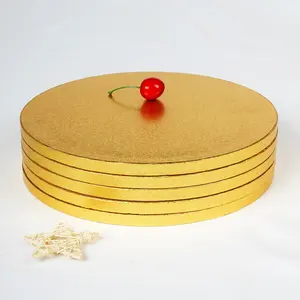 Printed 12mm Thick 2 Tier Corrugated Gold 24inch 26inch Round Cake Boards Custom