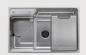 Fregadero de cocina de acero inoxidable engrosado de un solo tazón grande con patrón nano y recogedor de residuos para el hogar - Product Image 6