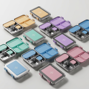 บริการขายส่งจำนวนมากแบบ OEM ODM กล่องอาหารกลางวันแบบพกพา ป้องกันการรั่วซึม เป็นมิตรกับสิ่งแวดล้อม ผลิตจากวัสดุเกรดอาหาร Tritan ซิลิโคน และสแตนเลส พร้อมบริการสกรีนโลโก้ตามสั่ง - Product Image 1