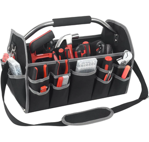 Heavy Duty Storage Bags Large Capacity 26 Pockets Open Top Steel Handle <b>Electrician</b> Equipment <b>Tool</b> Bag Organizer - Product Image 1