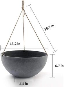Jardineras colgantes macetas grandes de resina de 13,2 pulgadas para exteriores, jardineras para plantas de jardín, gris grande, Juego de 2 - Product Image 2