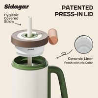 Nouvel Arrivage Gobelet Isotherme en Acier Inoxydable Chaud et Froid avec Poignée, Couvercle et Paille, Compatible Porte-Gobelet Voiture, Idéal pour le Bureau et les Voyages